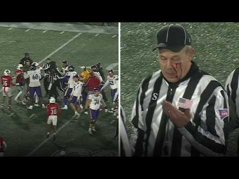 Massive brawl breaks out during ECU vs. NC State, Ref bloodied in the process | ESPN CFB