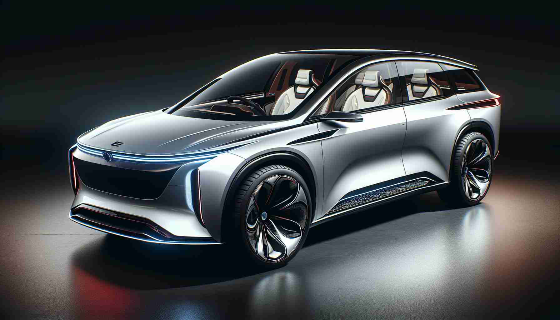 A high-resolution, realistic image of a new luxury electric vehicle. As typical for future conceptual vehicles, it should have a sleek, modern design with innovative features. The vehicle should be a portrayal of what might be expected for a debut in 2025. Since this is a luxury vehicle, attention should be paid to details that highlight its superior quality and elegance, such as a stylish exterior, high-end interiors, and advanced technological features.