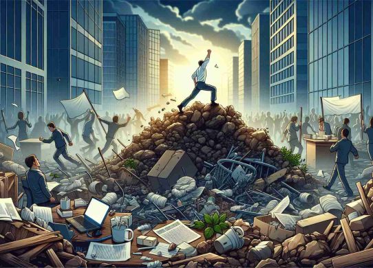 High definition illustration showcasing a challenging situation that has seen a successful recovery. It can capture the scenes in a realistic style. The situation might be a complex project in disarray that has been brought under control, or personal turmoil successfully overcome leading to renewed harmony. Please ensure the elements in the image capture themes of obstacles overcome, resilience, strength, and new beginnings.