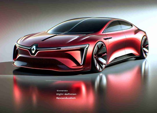 Generate a realistic, high-definition image of a futuristic, redesigned model of a red Renault R17. The car should stand out with sleek aerodynamic lines, innovative lighting solutions, and a remarkable balance of aesthetics and functionality. Emphasize the contemporary vibe through a red glossy finish, smartly integrated technology features, and more fluid bodywork design.